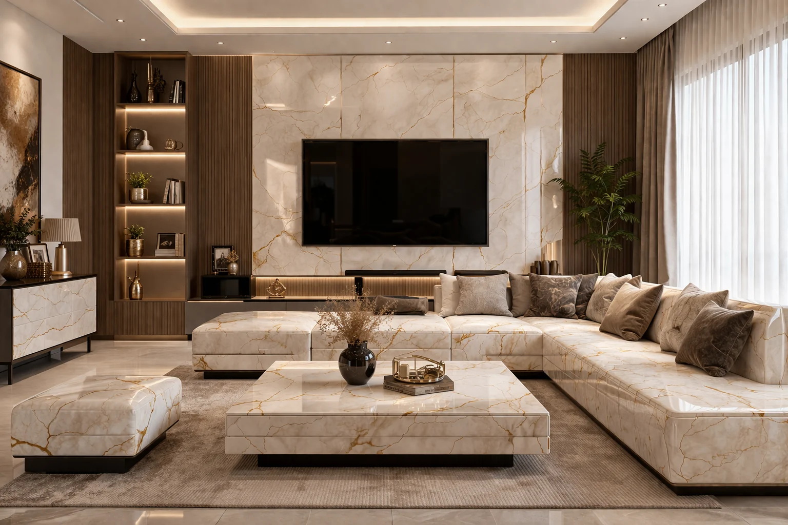 Luxury interior finished with premium decorative surfaces